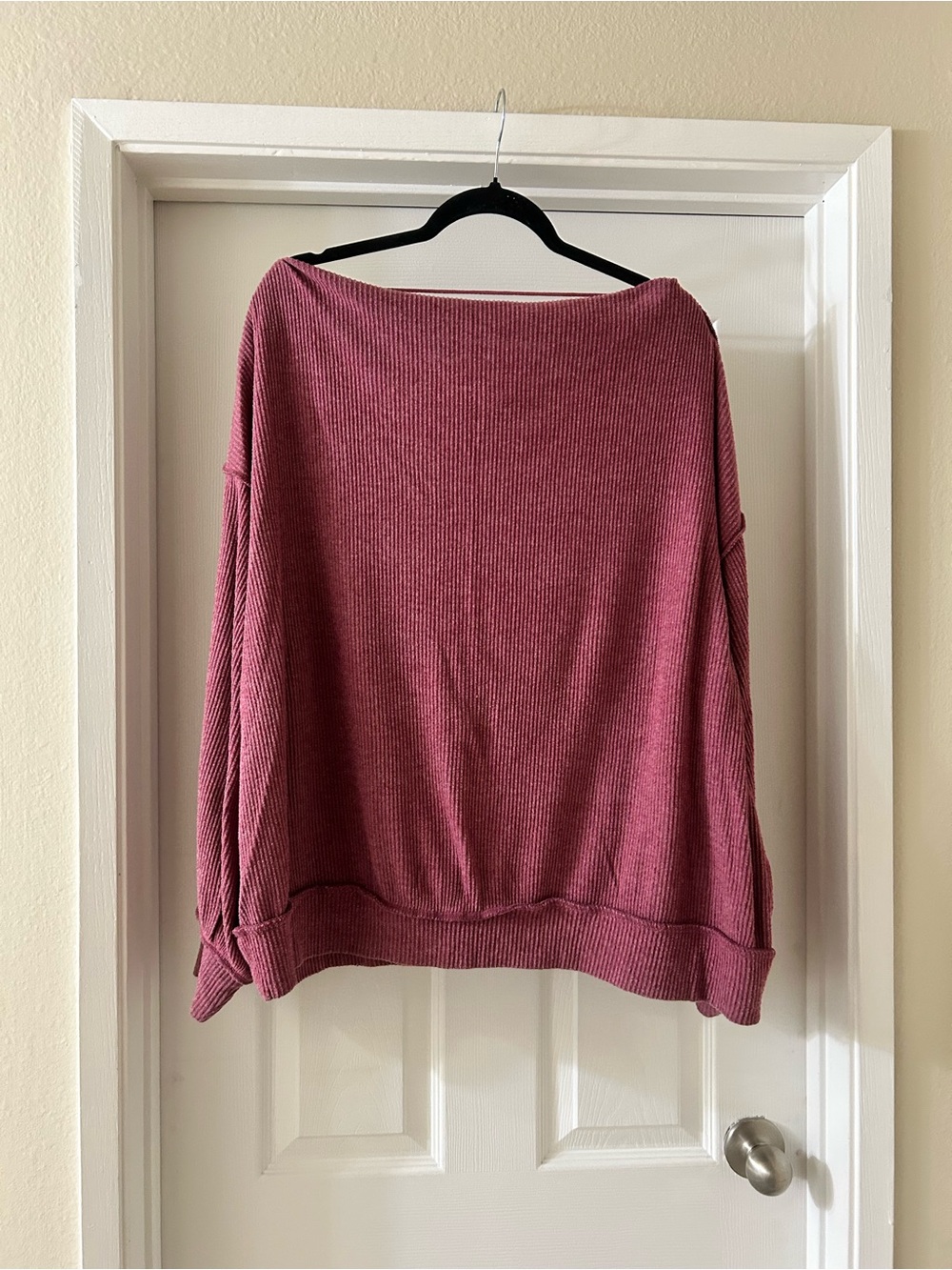 We The Free Off-the-Shoulder Ribbed Sweater - Dusty Rose